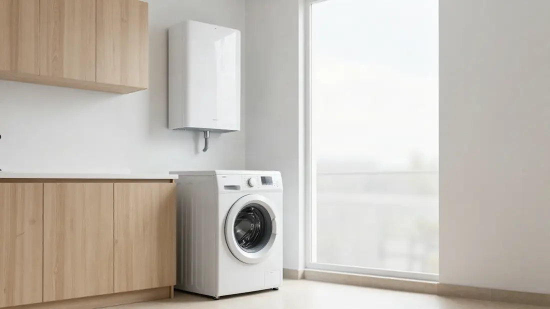 Batterijkast aan de wand van een bijkeuken