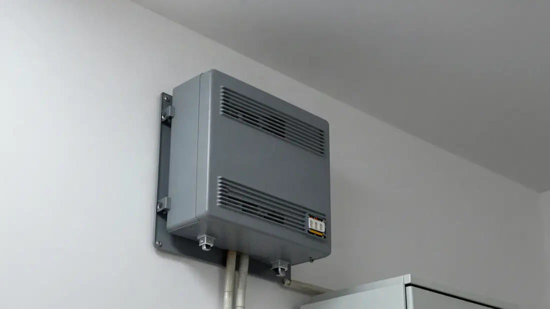 Hybride omvormer aan de muur naast de batterijkast