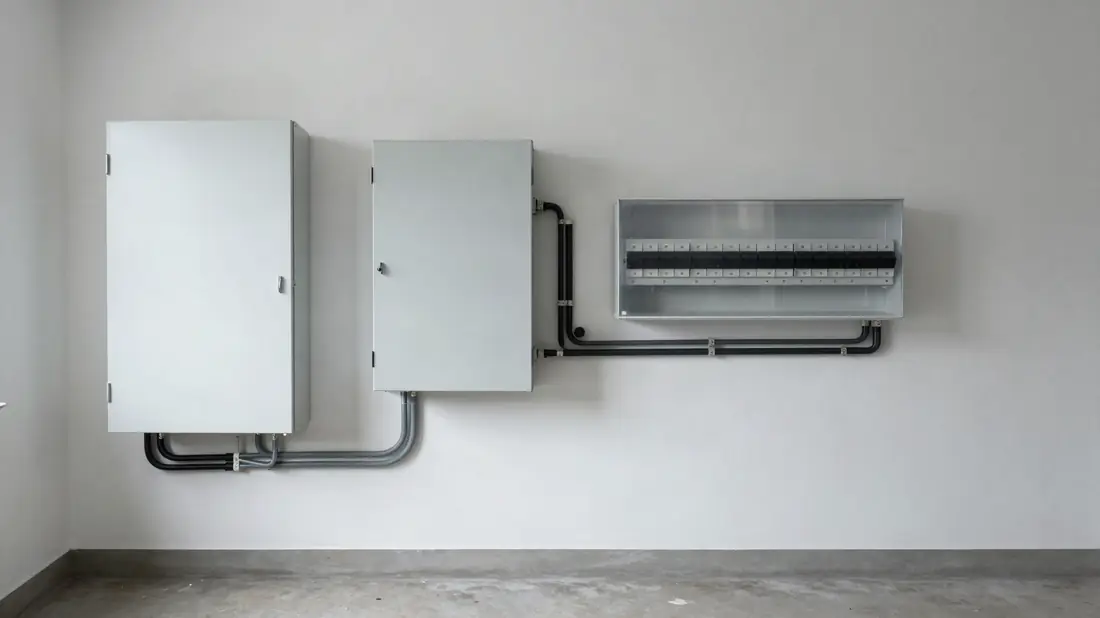 Technische ruimte met batterijkast, omvormer en zekeringkast
